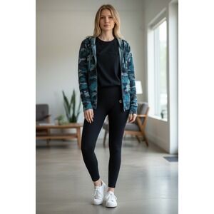 Lululemon Scuba Full Zip Hoodie Heritage Camo Tidewater Teal Multi Womens 8